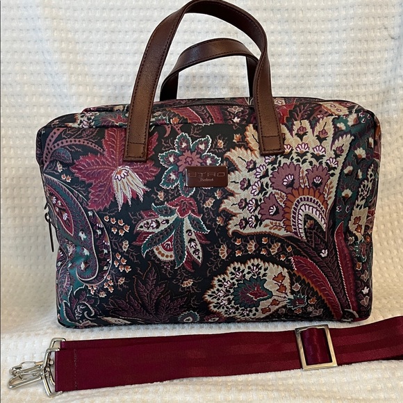 ETRO Floral Paisley Messanger Bag with Burgundy Strap - Picture 13 of 14